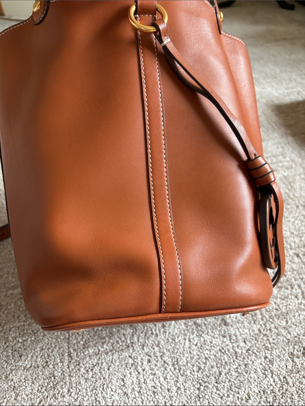 Tory Burch Leather Tote in Saddle - Picture 10 of 16